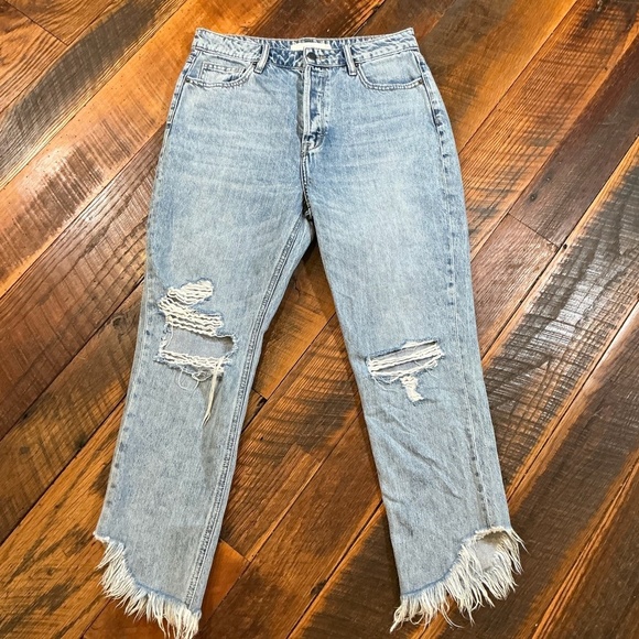 HIDDEN Jeans High Rise Distressed Straight Women’s Size 29 Light Wash Button Fly - Picture 3 of 12